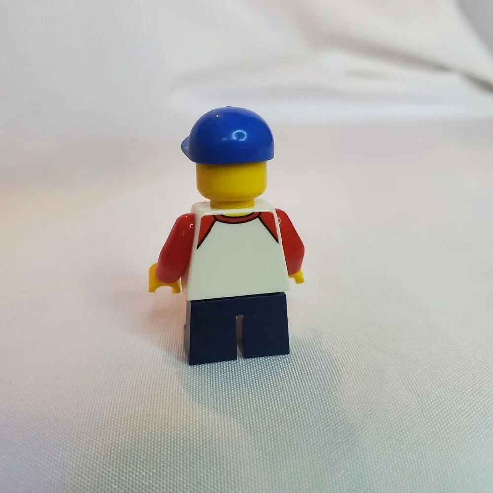 LEGO Town City Minifig Boy Classic Space Logo on Torso Blue Hat Dark Blue Legs